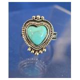 Heart Vintage Turquoise Ring