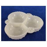 Hobnail Milk Glass 3 Section Divided Relish Dish