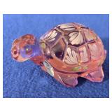Fenton Pink Iridescent Hand Painted Glass Turtle
