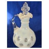 Vintage Fenton White Opalescent Coin Dot Cruet