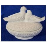 Westmoreland Milk Glass Love Birds Covered Dish