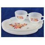Federal Glass "Blossom" Milk Glass Snack Sets