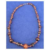 Vintage Wood & Gemstone Necklace