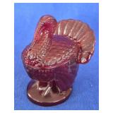 L.E. Smith Ruby Red Amberina Covered Turkey Dish