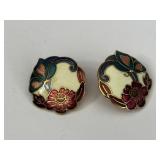 Vintage Cloisonne Pierced Earrings