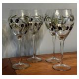 Set of 6 Hand Painted Olive Branch Wine Stems