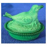 McKee Slag Green Robin with Berry on Nest