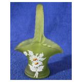 Vintage Westmoreland Green Satin Daisy Basket