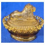 Imperial Glass Amber "Atterbury" Lion on Nest