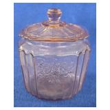 Vintage Pink Depression Glass Biscuit Jar