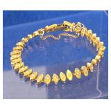 Gold Tone Tennis Bracelet w/ Pearls