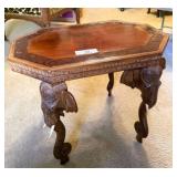 Carved Elephant Motif Accent Table