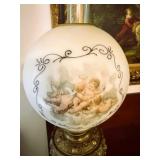 Antique Electrified Banquet Oil Lamp