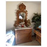 Victorian Marble Top Oak Dresser