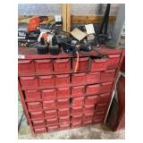 42 Compartment Steel Cabinet & Misc. Contents