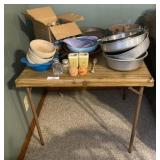 Folding Card Table & Misc. Kitchenware