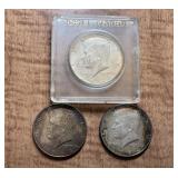 3- 1964 Kennedy Silver Half Dollars