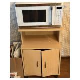 Microwave Oven & Rolling Cart