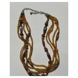 5 Strand Glass & Wood Bead Necklace