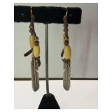 Hand Crafted Feather Bead Earrings
