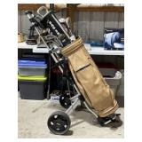 Vintage Golf Clubs, Bag & Cart