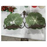 2 Portugal Bordallo Cabbage Plates