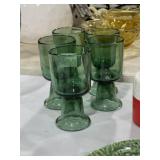 5 Piece Vintage Luminar Green Cordial Glasses