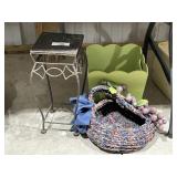 Metal Plant Stand, Wood & Fabric Baskets