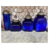 4 Piece Cobalt Blue Canister Set