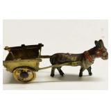 Antique German Tin Donkey & Cart Toy