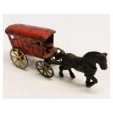 Hubley Cast Iron Horse-Drawn "ICE" Wagon Toy