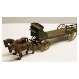 Antique Cast Iron Horse-Drawn "Dray" Wagon