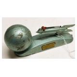 1950s Strato Rocket Globe Cast Iron Bank