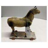 Antique Hand-Carved Wooden Pull Toy Horse