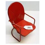 Vintage Red Metal Doll Rocking Porch Chair