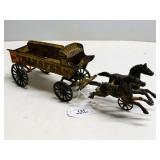 Antique Cast Iron "TRANSFER" Horse-Drawn Wagon Toy