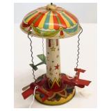 Antique German Tin Airplane Carousel
