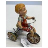 Unique Art Tin Wind-Up Kiddy Cyclist Toy