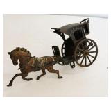 Antique Cast Iron Horse-Drawn Carriage Toy