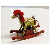 Vintage Musical Painted Wood Rocking Horse Toy