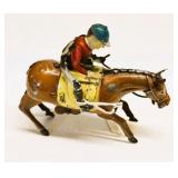 Vintage Tinplate Jockey on Horse Wind-Up Toy