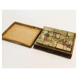 Antique Wooden Picture Block Puzzle Set