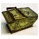 Antique German Tin Litho Animal Basket Container