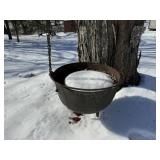 Cast Iron Kettle & Wagon Wheel