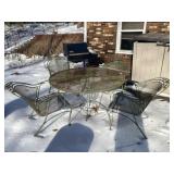 Wrought Iron Round Patio Table & 4 Chairs