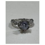 Large White Sapphire Engagement Ring