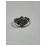 Antique Sterling Silver Estate Blue Stone Ring