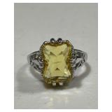 Large Solitaire Lemon Quartz Cocktail Ring