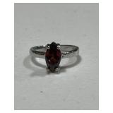 Marquis Garnet Solitaire Ring