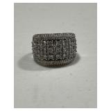 Sterling Silver White Sapphire Wide Band Ring